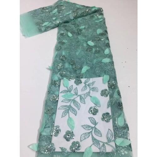 Hot Sale African Lace Fabric 2021 High Quality 3D Tulle Lace French Net Laces With Sequins Embroidery Tulle Lace For Wedding FJJ