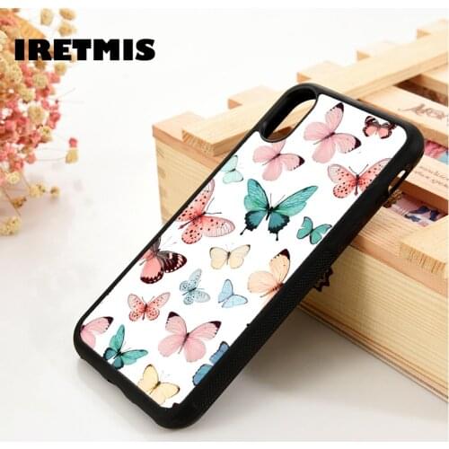 Iretmis 5 5S SE 6 6S TPU Silicone Rubber Phone Case Cover for iPhone 7 8 Plus X Xs 11 12 MINI Pro Max XR Pastel Butterflies