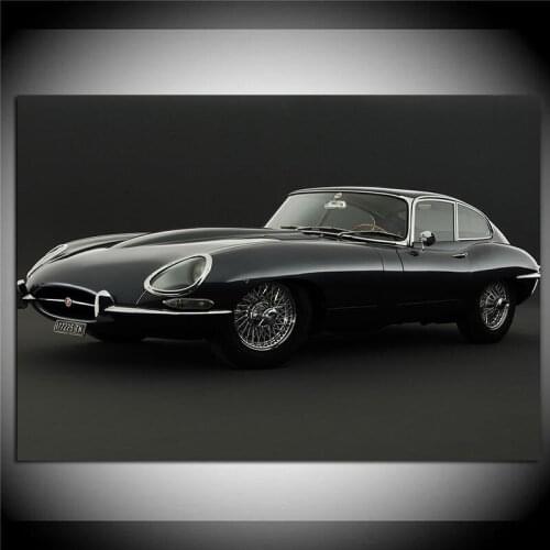 Jaguar E-Type Black Car Retro Sportcars Posters Canvas Prints Wall Art Paintings for Home Decor Living Room Decorations Unframed
