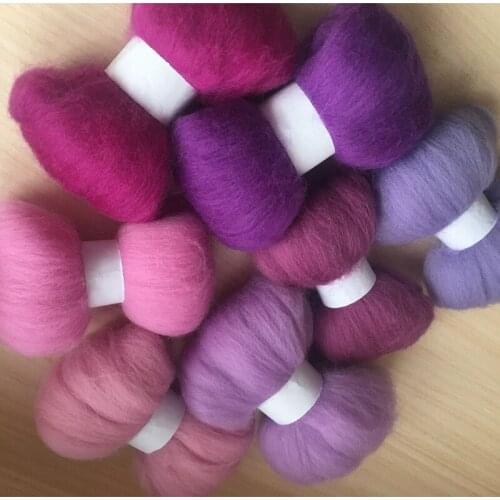 Ceramic wool feltro mixed feutrine naaldvilten lana merino wool fibre roving for needle feling wool set diy crafa 140G 20G/COLOR