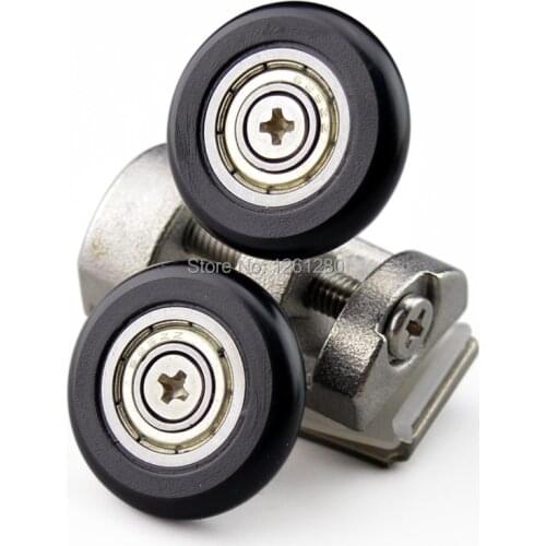 Glass bathroom pulley shower room roller ultra-quiet Bouncing wheel sliding door pulley hanging rail track nylon wheel hardware