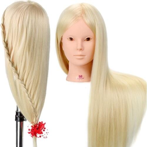 26inch 50% Real Human Hair Braiding Mannequin Dummy Doll Heads Salon Training Head for Hairstyles Makeup Practice with Clamp