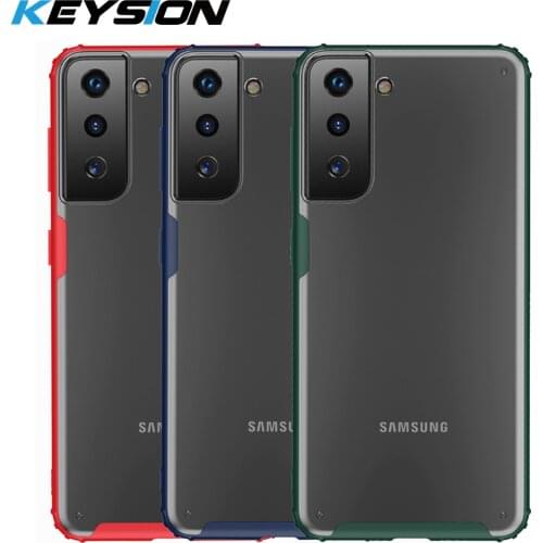 KEYSION Matte Case for Samsung S21 Ultra S21+ S20 FE S10 Plus Transparent Shockproof Phone Back Cover for Galaxy Note 20 Ultra