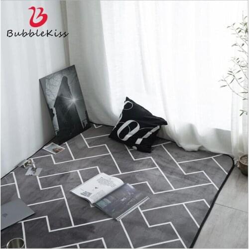 Bubble Kiss Soft Flannel Carpet For Living Room Black White Geometric Pattern Floor Mat Home Bedroom Decoration Large Area Rugs