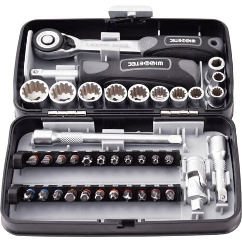 38pcs Universal Ratchet Wrench Torque Wrench Combination Bit Set 1/4" Socket Screw Bits Kit Bike Maintenance Repair Hand Tool