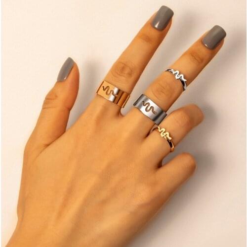 4 Pcs Hip Hop Punk Snake Adjustable Knuckle Finger Ring Set For Women Fashion Animal Jewelry Accessories Gift
