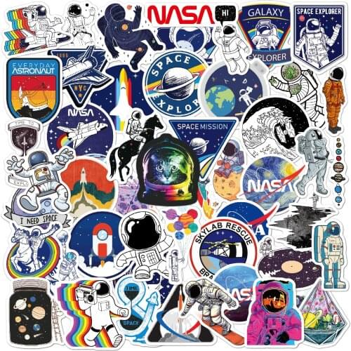 100Pcs/Set Outer Space Astronaut Stickers Anime Waterproof PVC Stickers Travel Suitcase Laptop Motorcycle Car Stickers Graffiti