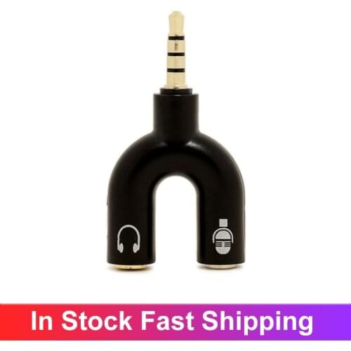New 3.5mm U Jack Plug Stereo Headphone Splitter Audio Male To Earphone Headset Microphone Adapter For PC Smartphone Mobile Phone