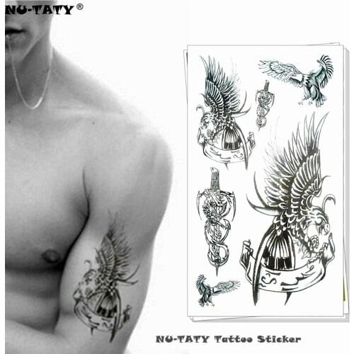 Nu-TATY Army Hawk Sword Emblem Temporary Tattoo Body Art Arm Flash Tattoo Stickers 17*10cm Waterproof Fake Henna Painless Tattoo