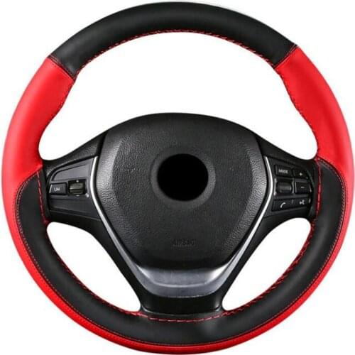 Car Leather Wheel Braid Thread Genuine Leather Fashionable Color Matching 38CM Universal Leather Braiding Steering Wheel Cover