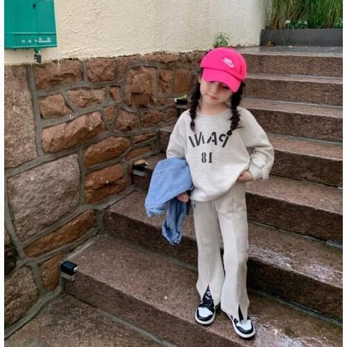 Wholesale 2021 New Baby Girls Fashion Cream Sets, Letter Top + Pants 5 sets/lot