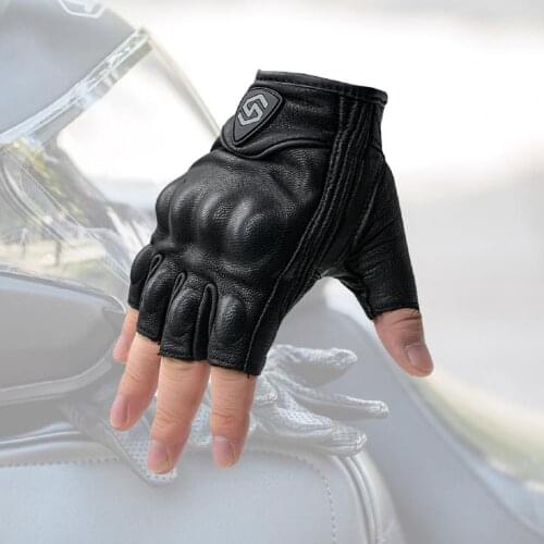 Black 2Pcs Great Black Knuckle Protection Half Finger Gloves Faux Leather Half Finger Gloves Ergonomic for Fitness