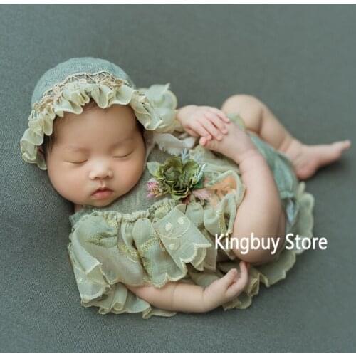 Baby Girl Dress Costume Photo Studio Clothing Newborn Photography Props Infant Hat Headband Lace Romper Bodysuits