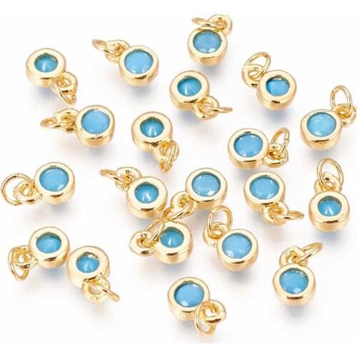 20pcs 7colors Flat Round Charms with Micro Pave Cubic Zirconia Charms for DIY Fashion Bracelet Necklace Earring Making Pendant