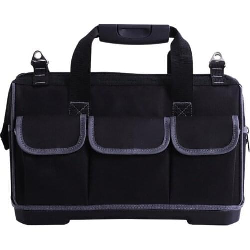 Portable Tool Organizer Bags Wide Mouth Waterproof Heavy Duty Electrician and Maintenance Tool Bag with Plastic / Cloth Base
