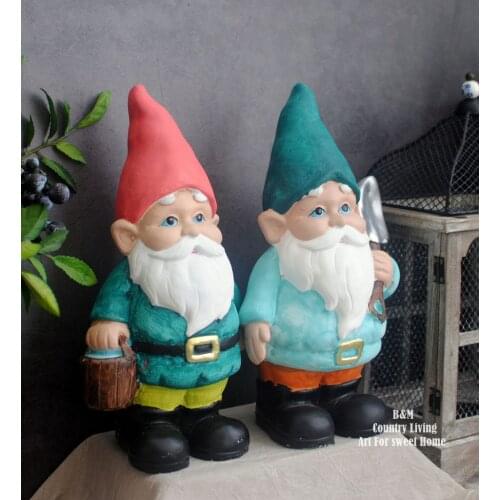 Garden makes old funny Traditional American hand painted cement spirit garden courtyard outdoor decoration resin handicraft