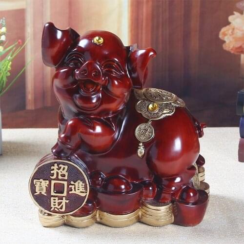 GOOD - 2020 HOME office company shop thriving business Money drawing GOOK LUCK Zodiac Fortune Pig Mascot FENG SHUI art Statue