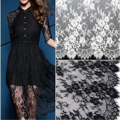 3 Meterslot 150cm Super Wide Cloth Lace DIY Garment Accessories Black Lovely Eyelash Lace Trim for Dress