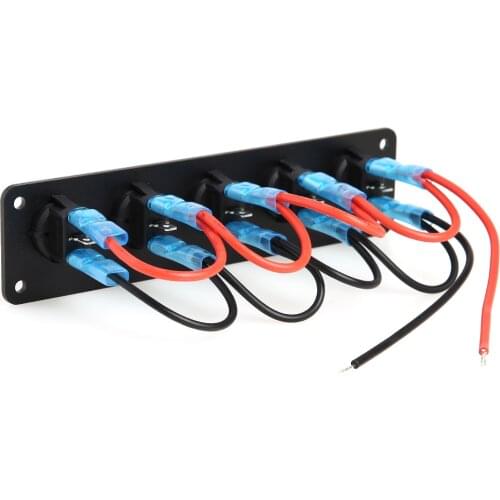 LED Rocker Switch Panel Blue 5 Gang 12V 20A 24V 10A DC Easily Installation Personal Car Elements for Car Marine Boat Yacht