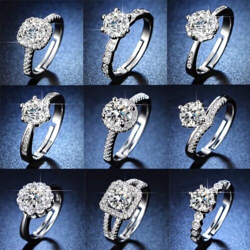 YaYI Jewelry Princess Cut 2 CT White Zircon Silver Color Engagement Bright Wedding Heart Adjustable Lovers Party Rings Gifts