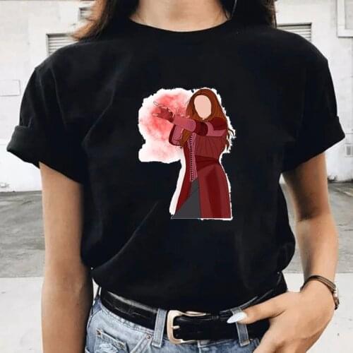MARVEL Wanda Vision Women T-shirts Funny Printing Fashion Short Sleeve 90s Womens Graphic Tops Ladies T Shirt Female Tee Tshirts