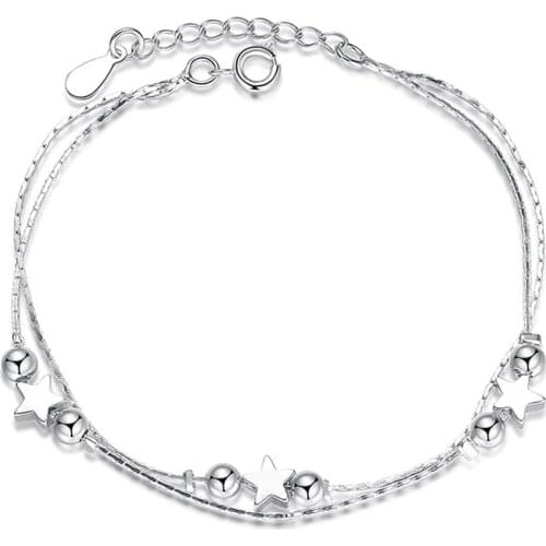 XIYANIKE Fashion Heart-shaped Silver Bracelet New Arrival Five-pointed Silver Prevent Allergy Bracelets For Women Gift VBS4089