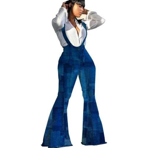 2021 Womens Fall New Jumpsuit Small Fresh And Sweet Floor-Sweeping Imitation Denim Overalls 1496