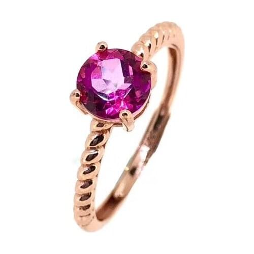 Fashion simple thin round Hemp flowers Natural pink topaz Ring S925 Silver Natural Gemstone Ring Women girl party gift Jewelry
