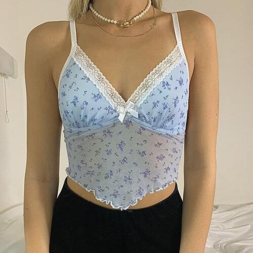 Vest Coat Crop Tops Camisole Sling Casual Deep V V-neck Net Yarn Sexy Mesh Floral Print Square Scarf Streetwear Camisoles