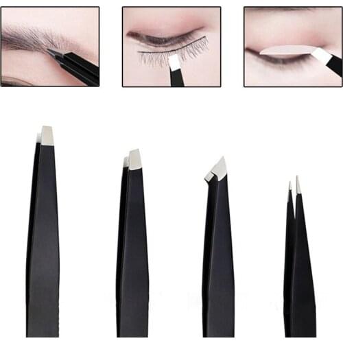 1pc Eyebrow Tweezers Stainless Steel Hair Pluckers Clip Eyebrow Trimmer Beauty Tools Eyelash Extension Clip