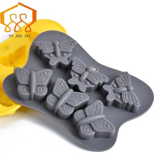 1PCS Six-hole Butterfly Cake Mold Pudding Jelly Silicone Mold Candy Jelly Chocolate Mould Cake Decorator Handmade Soap Mold