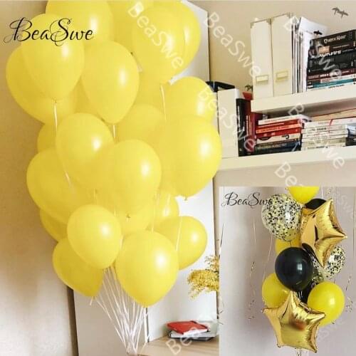 10inch yellow latex helium balloons gold star foil balls round confetti adult Engagement birthday party decorations supplies air