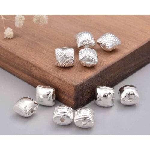 100% 925 Sterling Silver Square Fit Original Bracelet Necklace Charm Handmade Thai Silver String Bead Accessories Jewelry Making