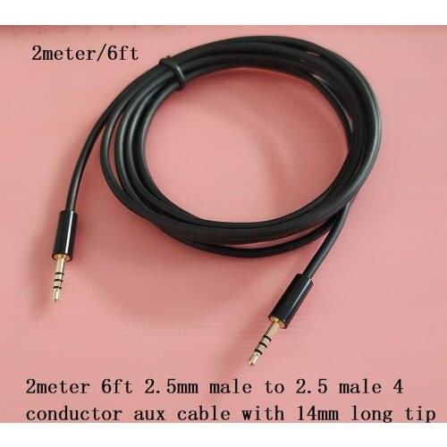 2meter 6ft Male to Male 2.5mm to 2.5mm Stereo Headset Headphone Jack Connector Wire Cord Plug with 14mm long tip