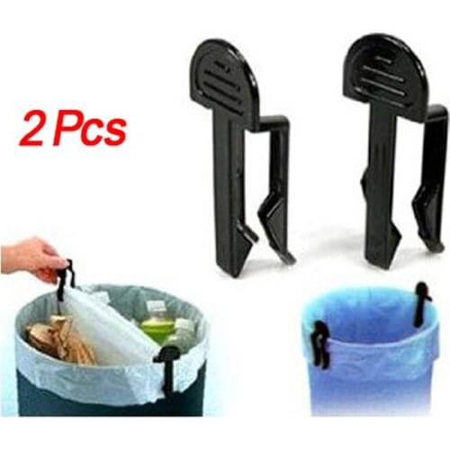 2Pcs Creative Trash Can Garbage Bag Clip Retaining Clamp Black Mini Practical Garbage Bag Holder ashcan Accessories