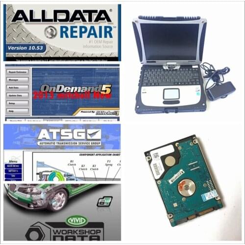 2021 Hot Sale Alldata Laptop Alldata 10.53 Mit//Chell OD Repair Software ATSG Vivid Workshop Data Installed In CF19 Laptop