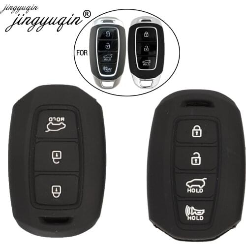 Jingyuqin 30pcs For Hyundai i30 i35 i40 Azera Elantra Solaris Grandeur Ig Accent Santa Fe Silicone Car Remote Key Cover 3/4 BTN