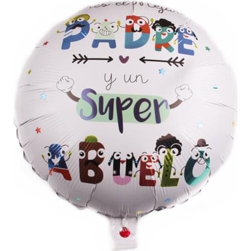 5pcs 18inch Spanish Happy Fathers Day Helium Globos Feliz Dia Super Papa Foil Balloons father mother Party Decoration Baloes