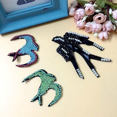 5pcs sequin swallow patch diy clothing decorative supplies bird embroidery bead applique patch