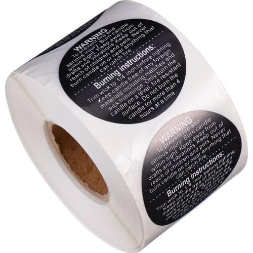 500pcs Paper Candle Warning Label Candle Jar Container Safety Stickers Decal