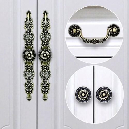 Antique door Handle Zinc Alloy Bronze Knob for Kitchen Cabinet Drawer European Rural Retro Metal Furniture Accessories