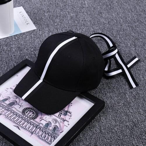 Korean Version Of The New Black And White Striped Long Belt Baseball Cap Spring And Summer Men Women Couple Outdoor Visor Cap