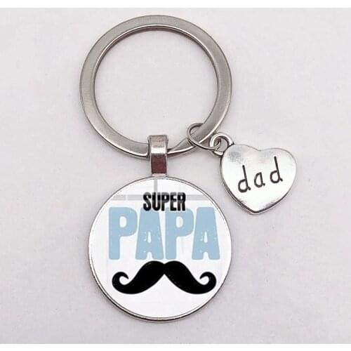 I Love Dad Keychain My Dad Is A Super Hero Pendant Glass Key Ring Fathers Day Best Gift