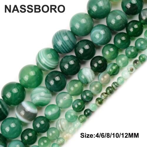 Green Stripes Agates Natural Stone Beads Rondelle Loose Spacer Beads For Jewelry Making Bracelet Diy Bead 4/6/8/10/12MM Wholsale