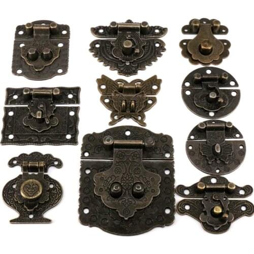 1PC Decorative Antique Bronze Wooden Case hasp Jewelry Gift Box Suitcase Hasp Latch Mini Cabinet Buckle Clasp