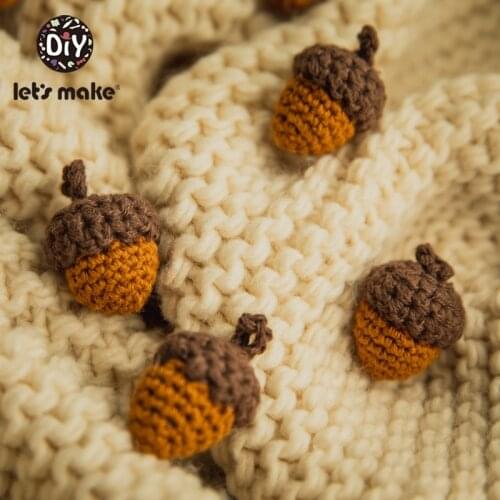 Lets Make Baby Teether 100pc Crochet Beads Green Leaves Teether Decor Pine Nut Plant Crochet Round Wooden Beads Wooden Teething