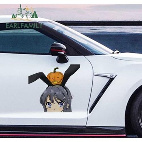 EARLFAMILY 43cm x 39.4cm For Bunny Girl Vinyl Car Stickers Car Accessoires Decal Campervan Waterproof Sunscreen Big Decals
