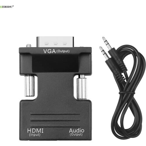 Kebidu 1080P VGA Adapter Aux Jack 3.5 Video Audio Cable Splitter Converter Projector Laptop TV Display Port