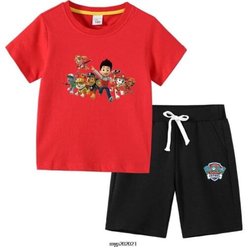 PAW PATROL Boys Clothes Set Summer Kids T shirt With Pants Casual Sport Suits 2pcs Tracksuit Outfits Childrens birthday gift