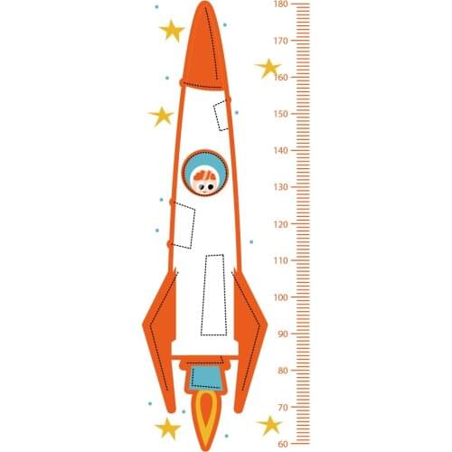 Cartoon Rocket Height Measure Wall Stickers for Kids room Nursery Wall Decor Removable Vinyl Wall Decals PVC Tile Sticker Murals